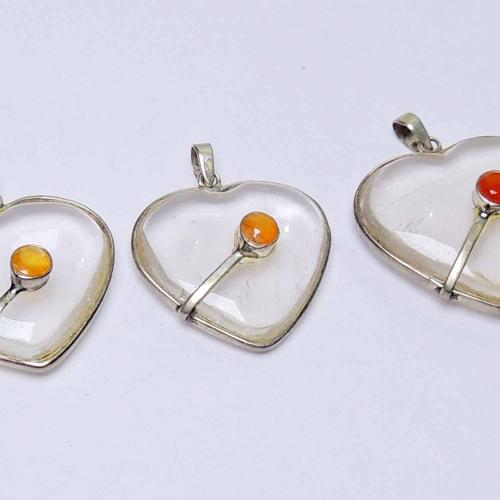 Avika Natural Carnelian Heart Pendant in Quartz