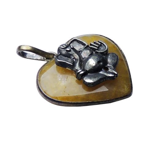 Avika Silver Alloy Ganesha in Natural Yellow Quartz Pendant