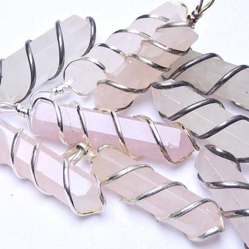 Avika Natural Rose Quartz Wrapped Point Pendant