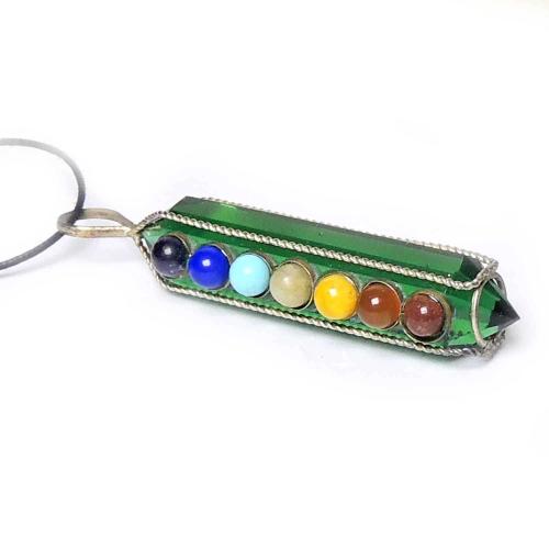 Avika Natural Seven Chakra Green Fancy Pendant