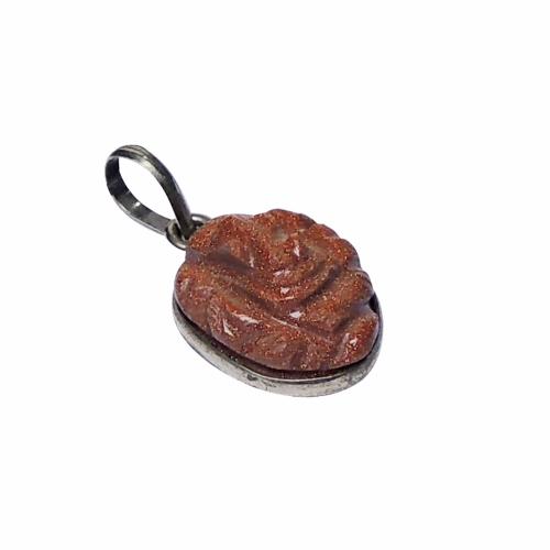 Avika Red Goldstone Ganesha Pendant