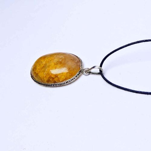 Avika Natural Yellow Quartz Oval Cabochon Pendant