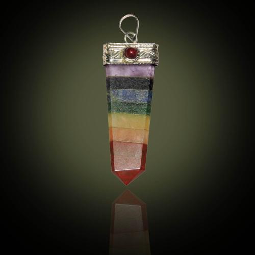 Avika Natural Seven Chakra Energy Flat Pendant with Ruby