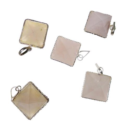 Avika Natural Energized Rose Quartz Pyramid Energy Pendant