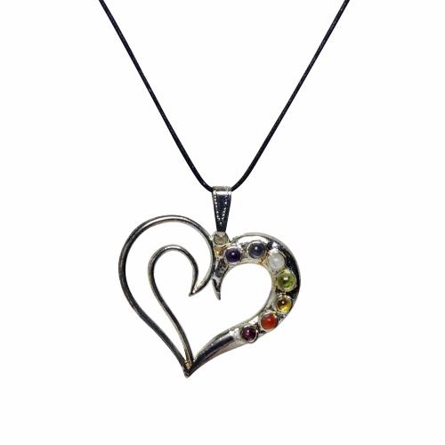 Avika Natural Heart Seven Chakra Gemstone Energy Pendant