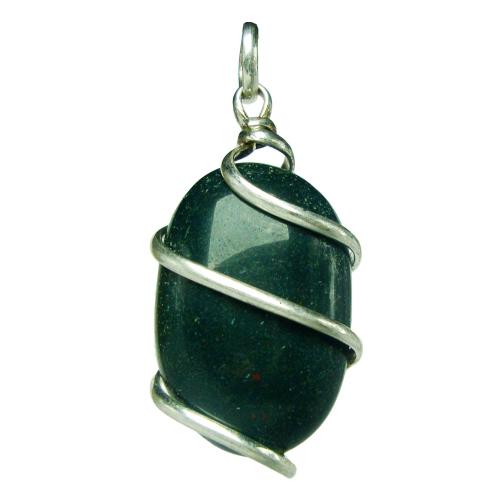 Avika Natural Bloodstone (Heliotrope) Tumble Gemstone Agate Crystal Pendant