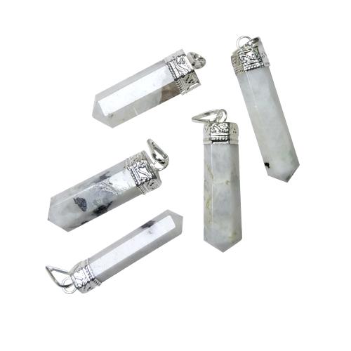 Avika Natural Energized Rainbow Point Moonstone Stone Pendant