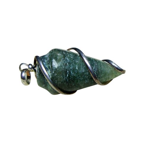 Avika Natural Moss Agate Spiral Cone Pendant