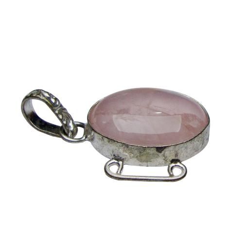 Avika Natural Rose Quartz Oval Pendant Art-(B)