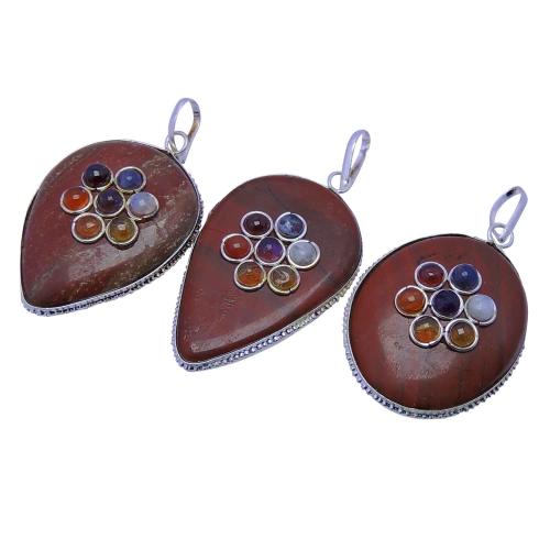 Avika Natural Energized 7 chakra Red Jasper Leaf Shape Pendant (Pack of 1 pc)