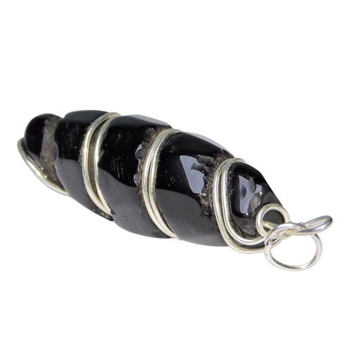 Avika Natural Smokey Onyx Damroo wrapped Pendant