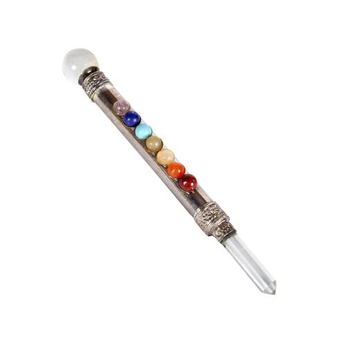 Avika Seven Chakra Silver Reiki Stick (Medium)