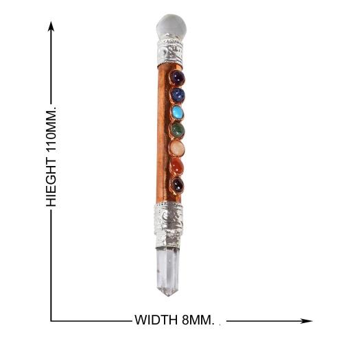 Avika Seven Chakra Copper Reiki Stick has the seven power point crystals