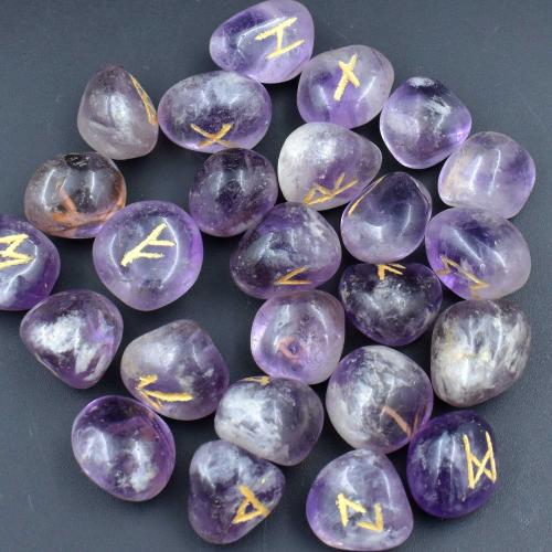 Avika Natural Amethyst Runic Alphabets Elder Futhark