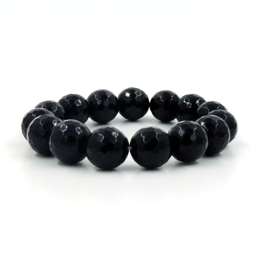 Avika Black Obsidian Diamond Cut Reiki 12 mm Bead Bracelet (Pack of 1 pc)