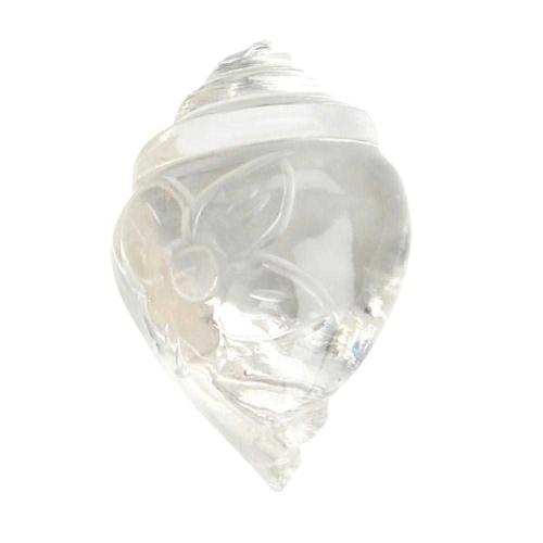 Avika Flower Engraved Shankh In Natural Clear Quartz