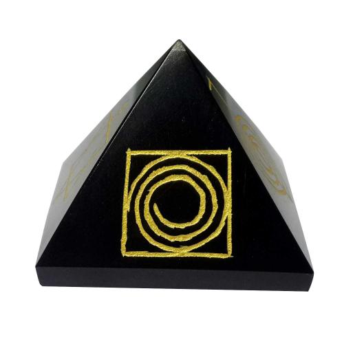 Avika Natural Black Obsidian Reiki Symbol Pyramid