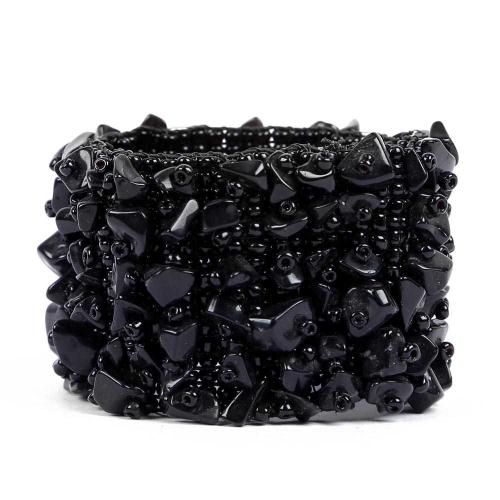Avika Natural Black Obsidian Chips Band Bracelet For Detachment and Grounding