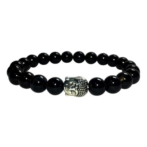 Avika Natural Black Sulemani Akik Buddha Bracelet