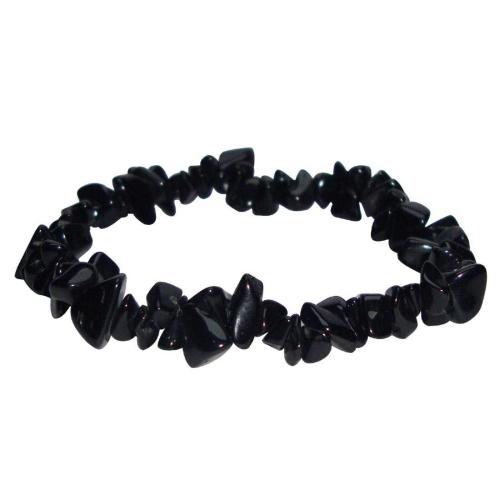 Avika Natural  Black Tourmaline Gemstone Chips Bracelet (Pack of 1 Pc.)