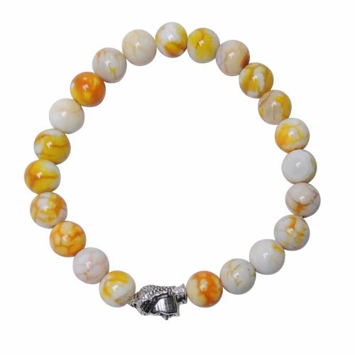 Avika Natural Bumble Bee 8 mm Beads Buddha Bracelet