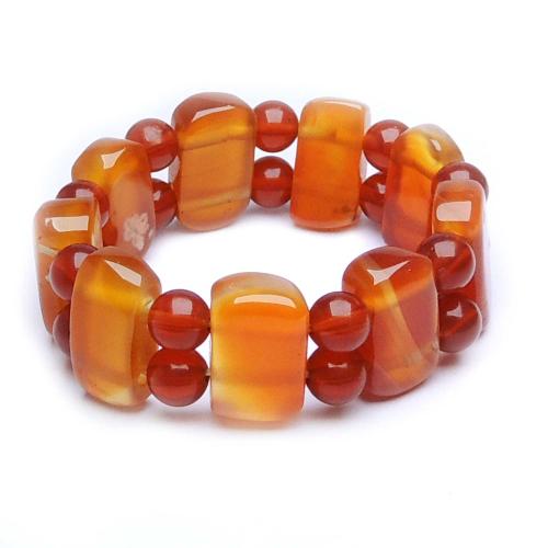 Avika Natural Carnelian Broad Beads Bracelet For Scaral Chakra (Pack of 1 Pc.)