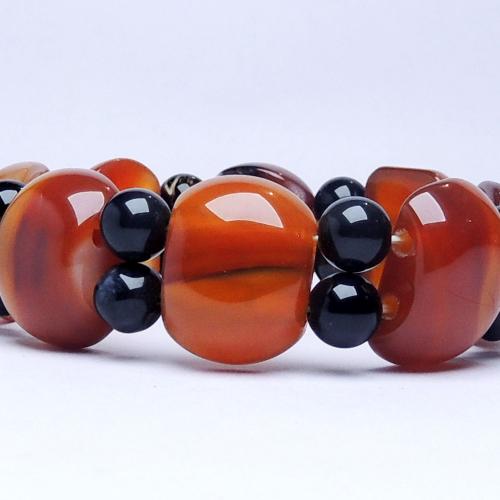 Avika Natural Carnelian Broad with Agate Beads Bracelet For Scaral Chakra