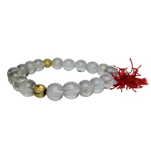 Avika Natural Clear Quartz Bead Bracelet with Golden Bead Enhances Awareness (Pack of 1 pc)