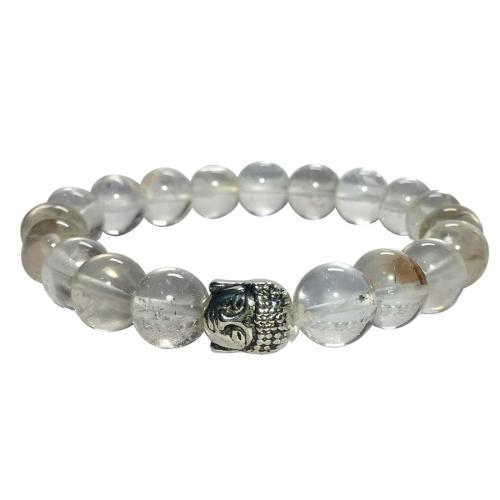 Avika Natural Clear Quartz Buddha Bracelet (Pack of 1Pc)