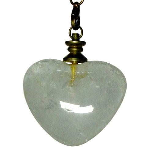 Avika Natural Clear Quartz Gemstone Heart Puff Pendulum (Medium)