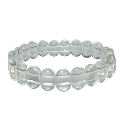 Avika Natural Energized Clear Quartz Oval Bead Bracelet For Enhances Aawareness (Pack of 1 pc)