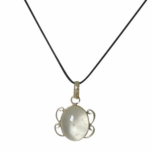 Avika Natural Clear Quartz Oval  Pendant Art-1