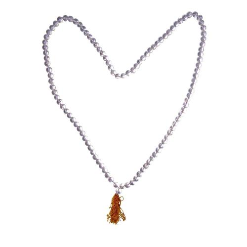 Avika Natural Clear Quartz Semi-precious Stone Necklace for Anger release (8 mm. Beads)