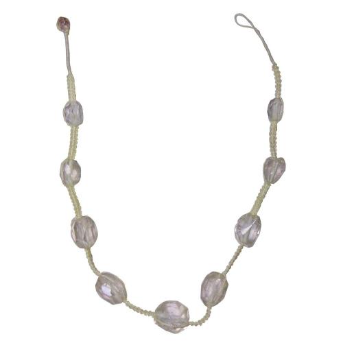 Avika Natural Clear Quartz Tumble Stone Diamond Cut Necklace With Bracelet