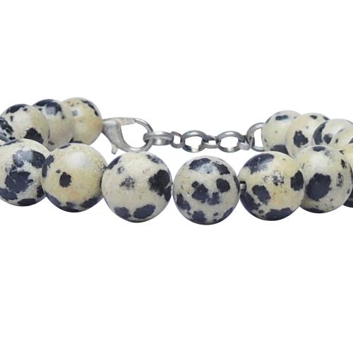 Avika Natural Dalmatian Jasper 8 MM Beads Bracelet with Hook (Pack of 1Pc)