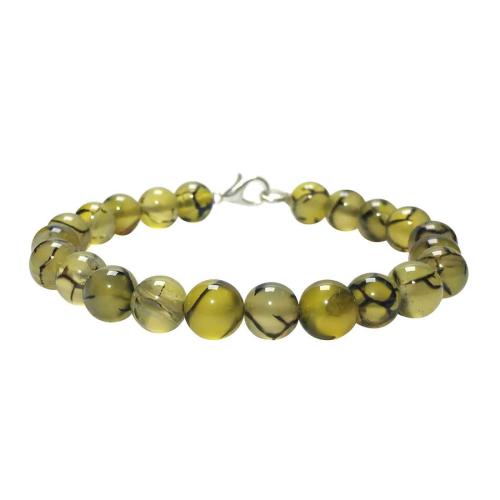 Avika Natural Dragon Vein Agate Beads Bracelet with Hook (Pack of 1Pc)