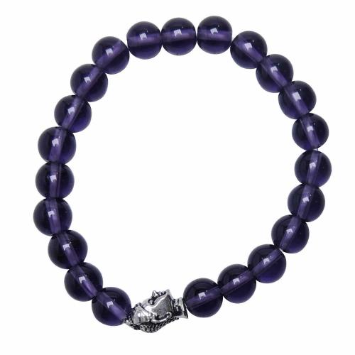 Avika Natural Dyed Amethyst 8 mm Bead Stone Buddha Bracelet