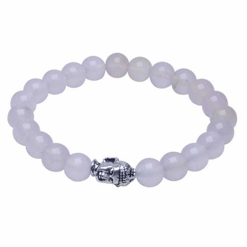 Avika Natural Dyed Rose 8 mm Bead Stone Buddha Bracelet