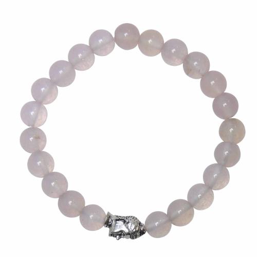 Avika Natural Dyed Rose Quartz 8 mm Bead Stone Buddha Bracelet Color: Pink, For Unisex