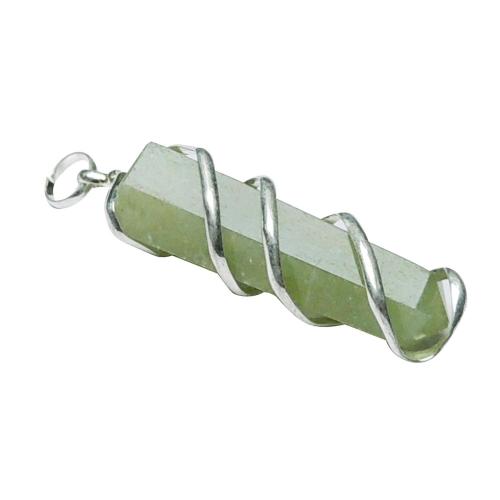 Avika Natural Energized Green Aventurine Wrapped Energy  Point Pendant