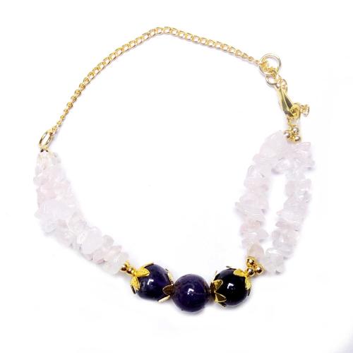 Avika Natural Energized Rose & Amethyst Beads Designer Floweral Friendship Band