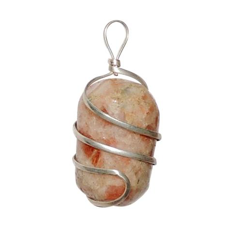 Avika Natural Energized Sun Stone Wrapped Tumble Pendant