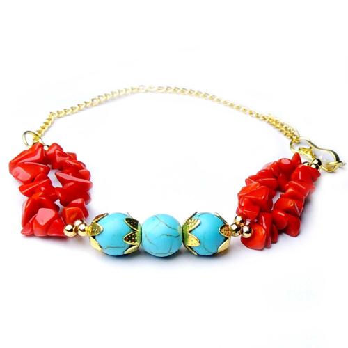 Avika Natural Energized Coral & Firoza Beads Designer Flowerily Rakhi with Roli Chawal