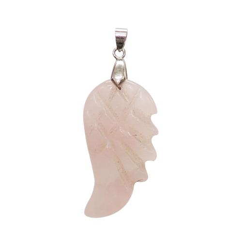 Avika Natural Energized Rose Quartz Leaf Pendant (Pack of 1 Pc.)