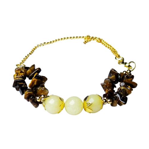 Avika Natural Energized Tiger Eye & Moon Beads Designer Floweral Rakhi with Roli Chawal