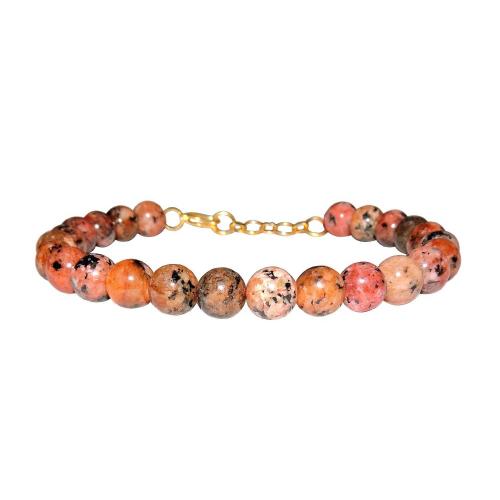 Avika Natural Fire Agate Bead with Golden Hook Bracelet (Pack of 1Pc)