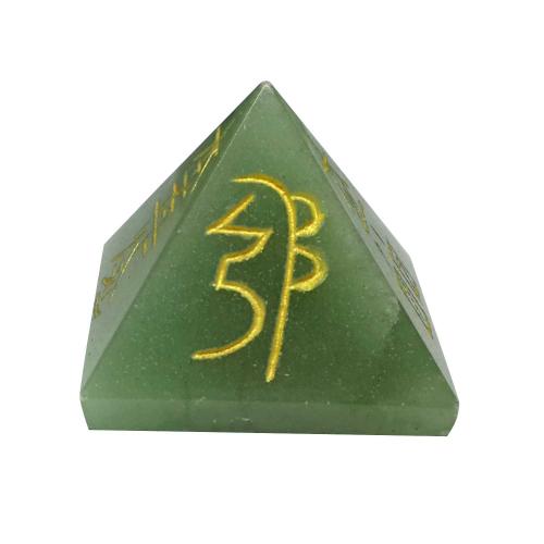 Avika Natural Green Aventurine Reiki Symbol Pyramid 35 mm.
