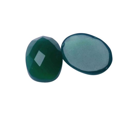 Avika Natural Green Onyx Single Side Cut Ring Stone Set of 2 Pc.
