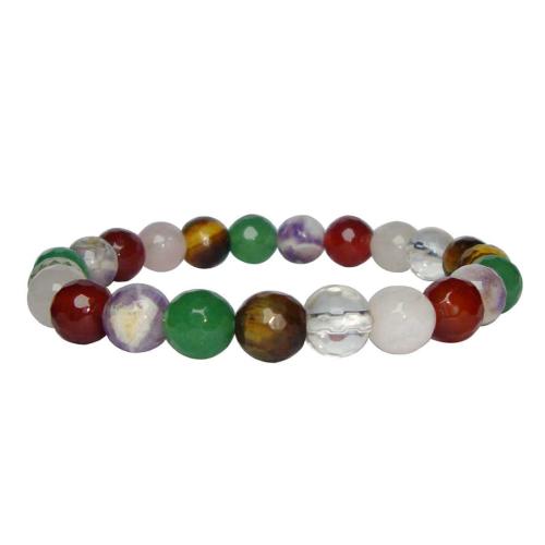 Avika Natural Genuine Multi-Crystal Faceted Bead Bracelet For Success, Luck & Crown Chakra