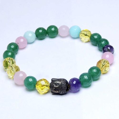 Avika Natural Multi-Crystal Faceted Buddha Bracelet For Chakra Healing & Crystal Healing